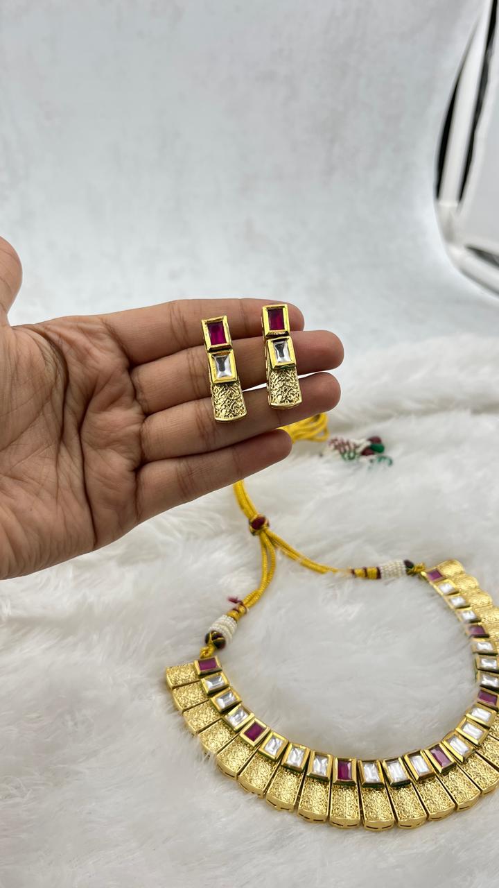 Kundan Antique Gold Plated Necklace