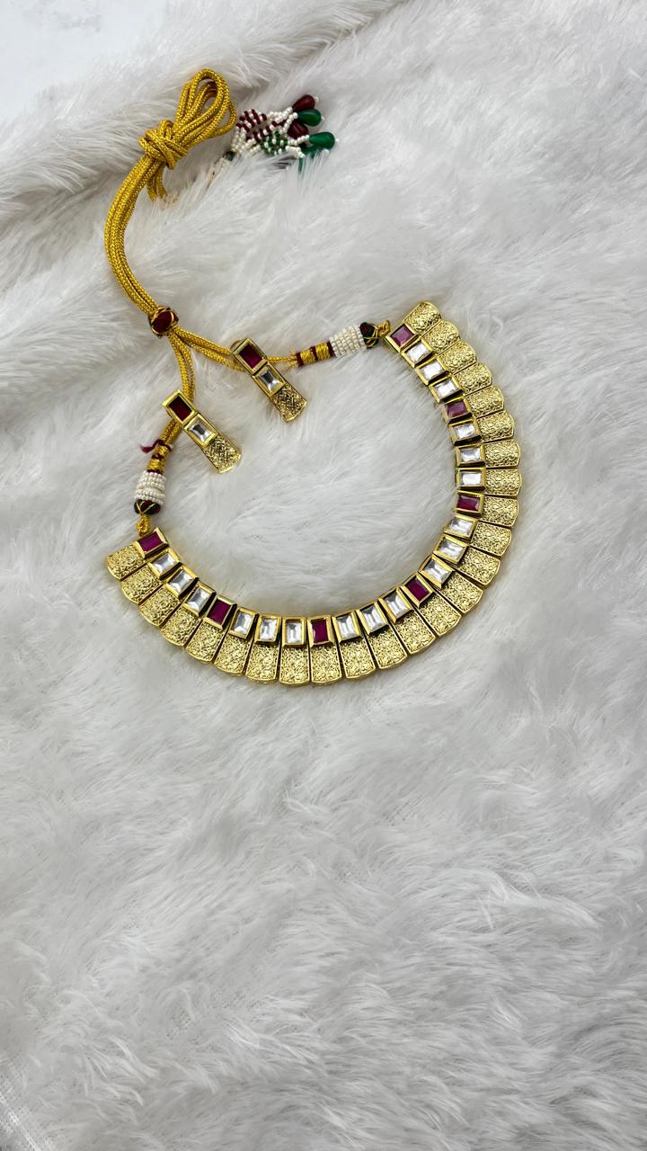Kundan Antique Gold Plated Necklace