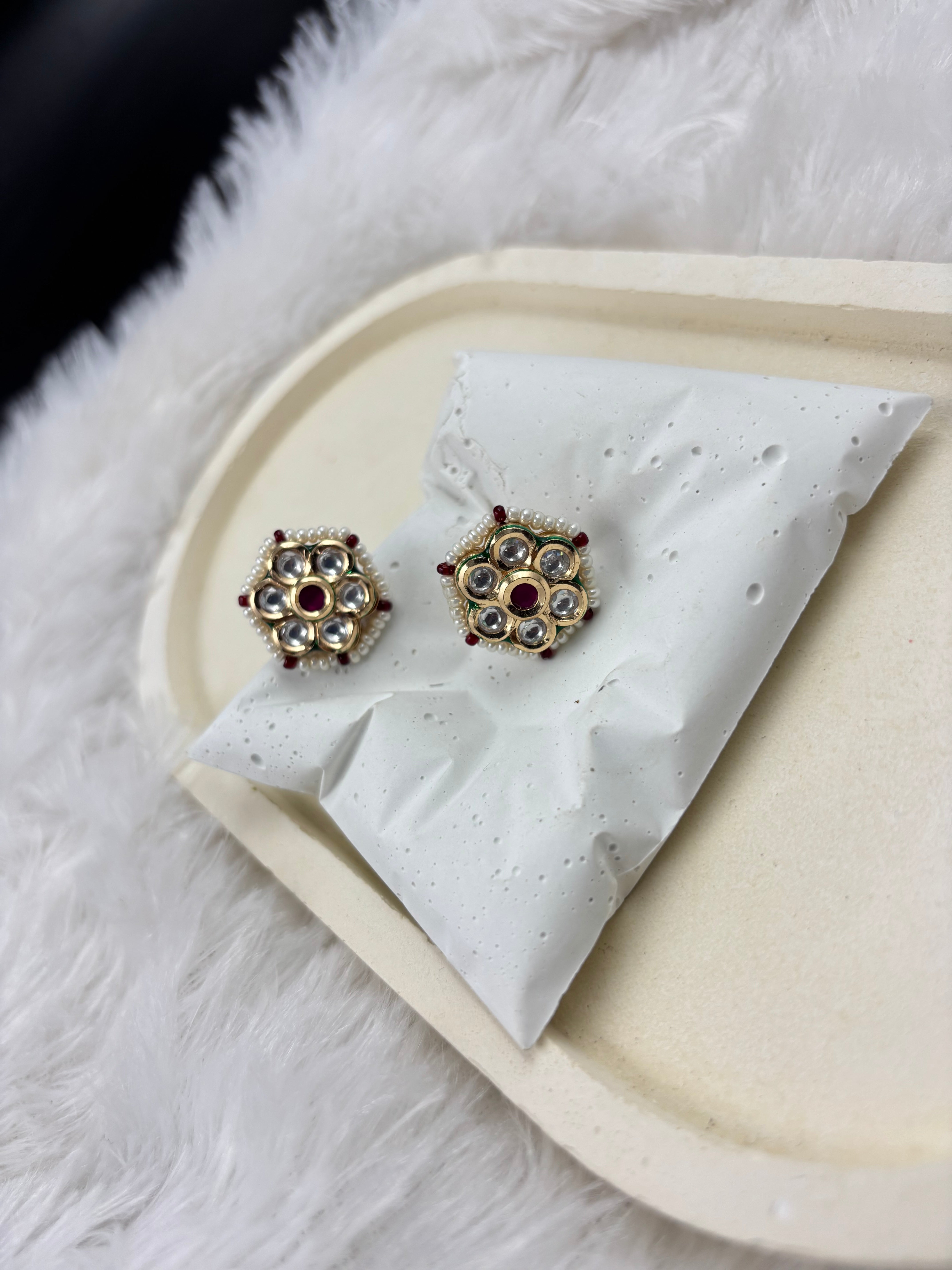 Beaded Kundan Flower-Shaped Tops