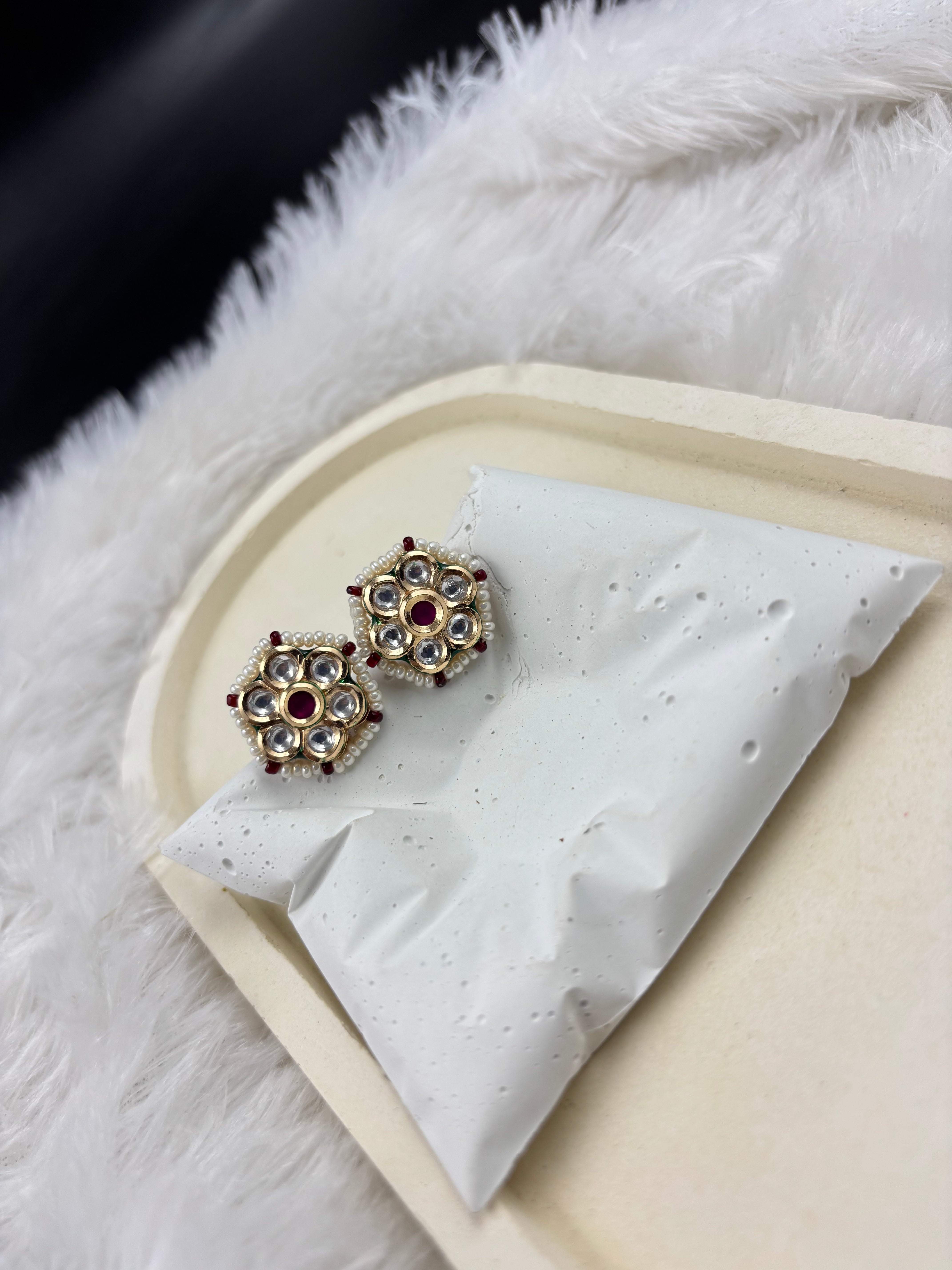 Beaded Kundan Flower-Shaped Tops